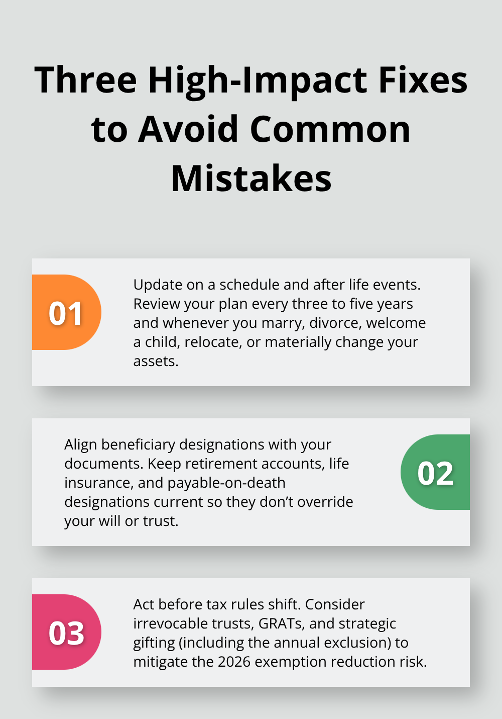 Three essential actions to keep an estate plan current and tax-smart