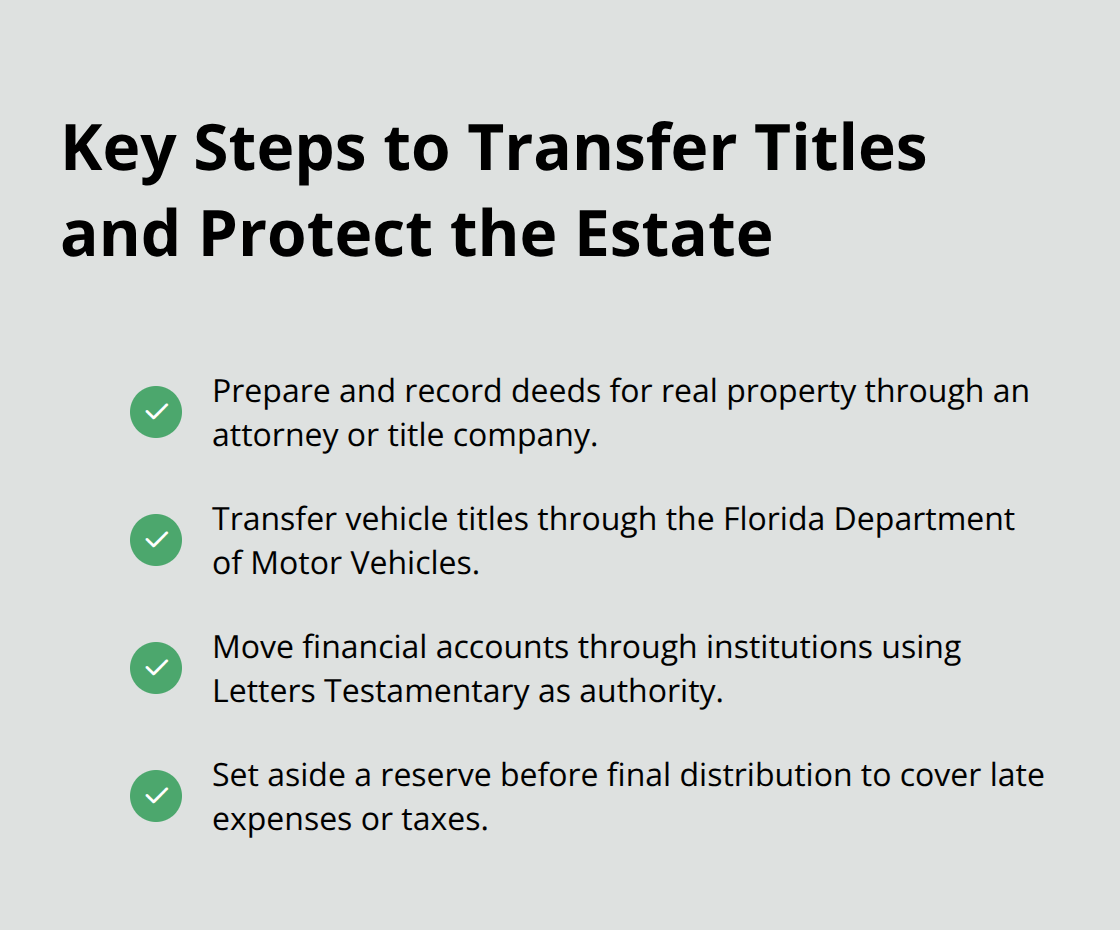 Checklist of title transfer actions and reserve planning for smooth estate distribution - estate settlement planning