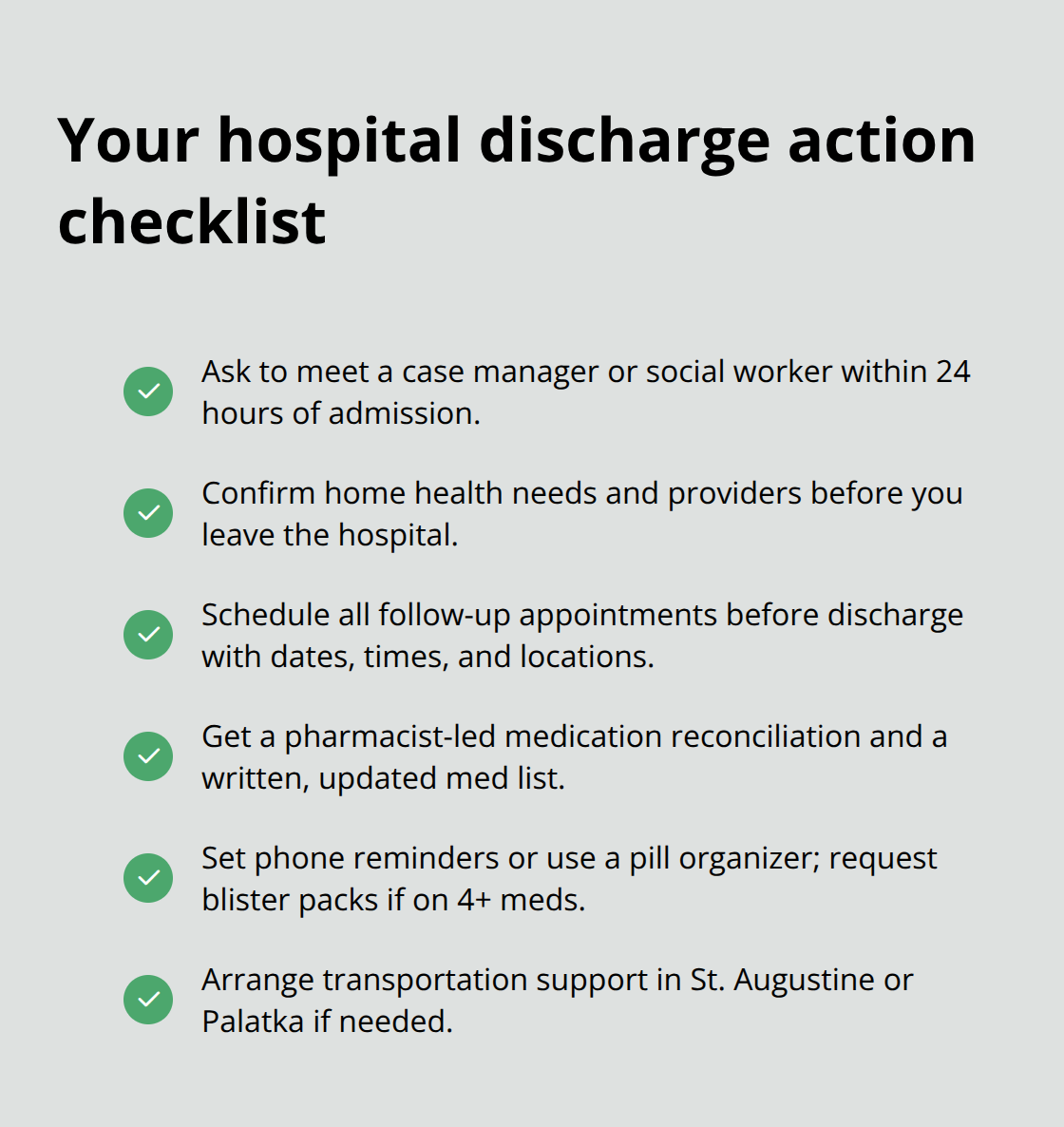 Key steps to prepare for a safe discharge in Northeast Florida