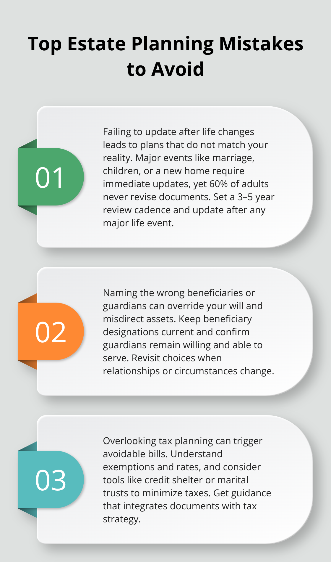 Three key estate planning mistakes and how to avoid them.