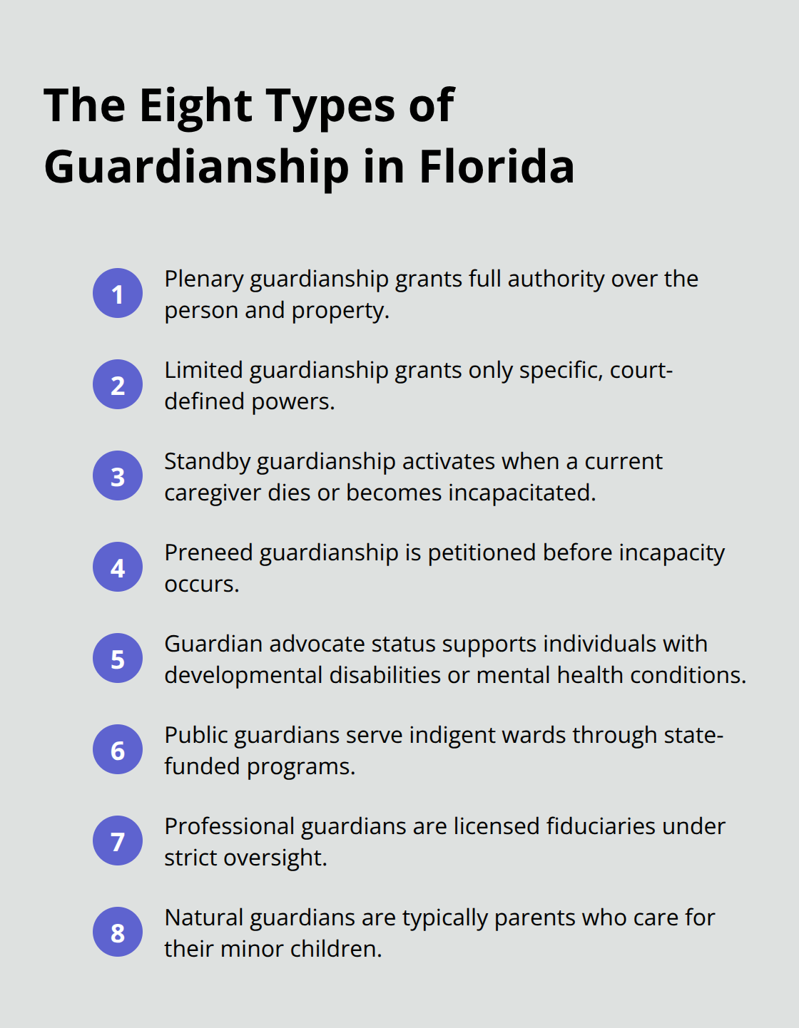 Overview of Florida guardianship types for families in Northeast Florida - Northeast Florida guardianship planning