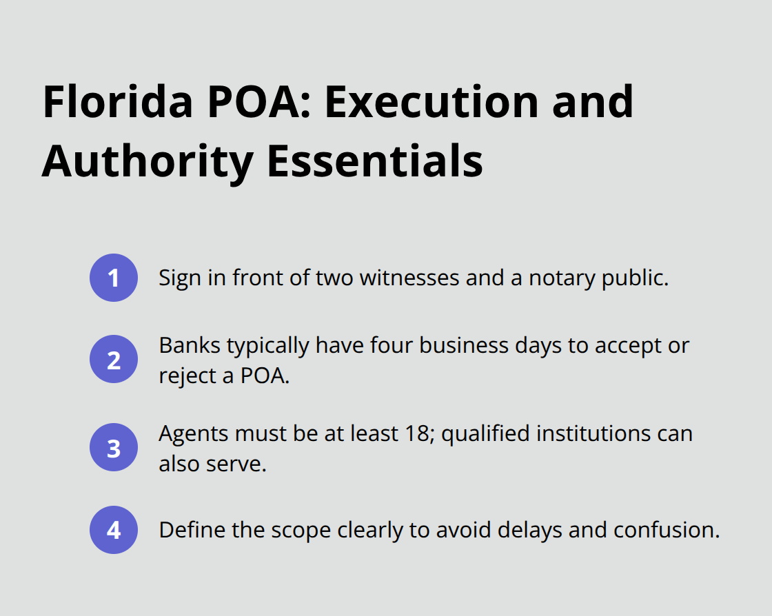 Key Florida power of attorney execution and authority points - POA planning considerations