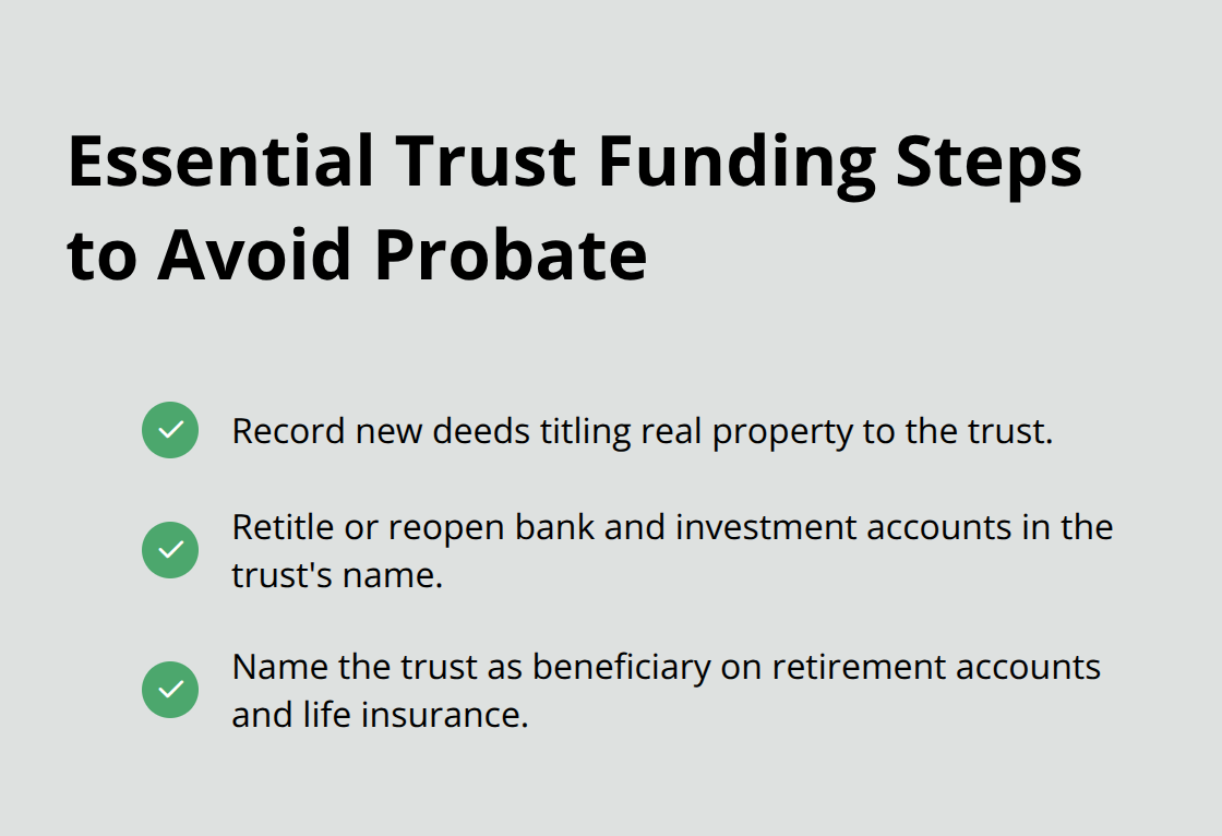 Checklist of key actions to properly fund a Florida revocable living trust - Pour-over wills Florida