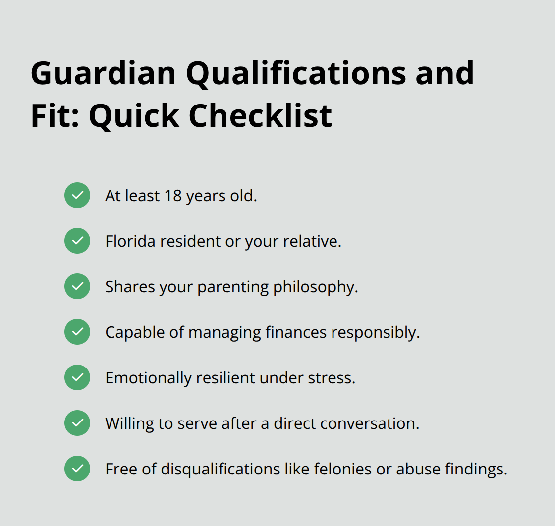 Checklist of legal and practical criteria for choosing a Florida preneed guardian