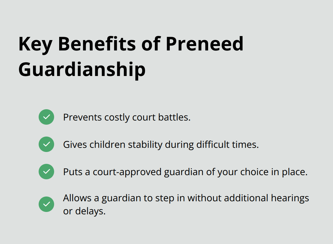 Checklist of benefits parents gain by establishing preneed guardianship