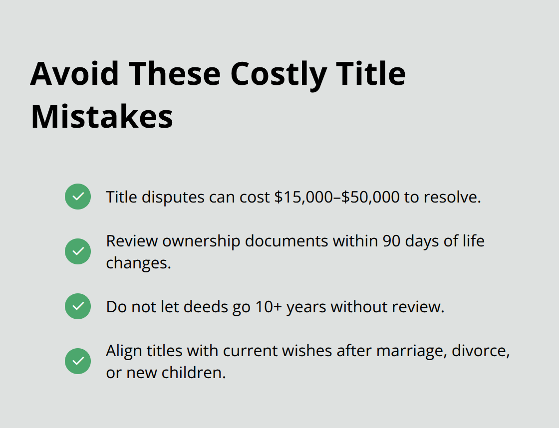Checklist of actions to prevent expensive title disputes and keep documents current. - Real estate inheritance planning