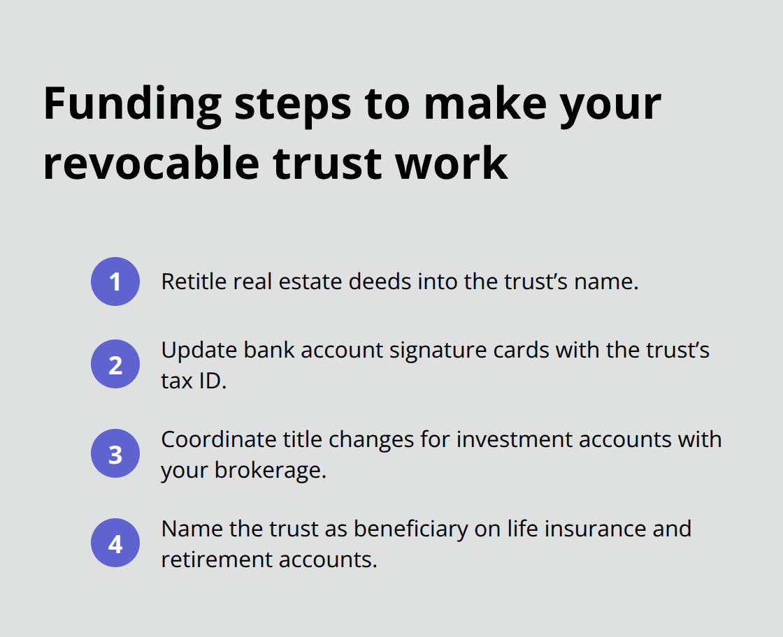 Compact list of key steps to fund a revocable trust in Florida