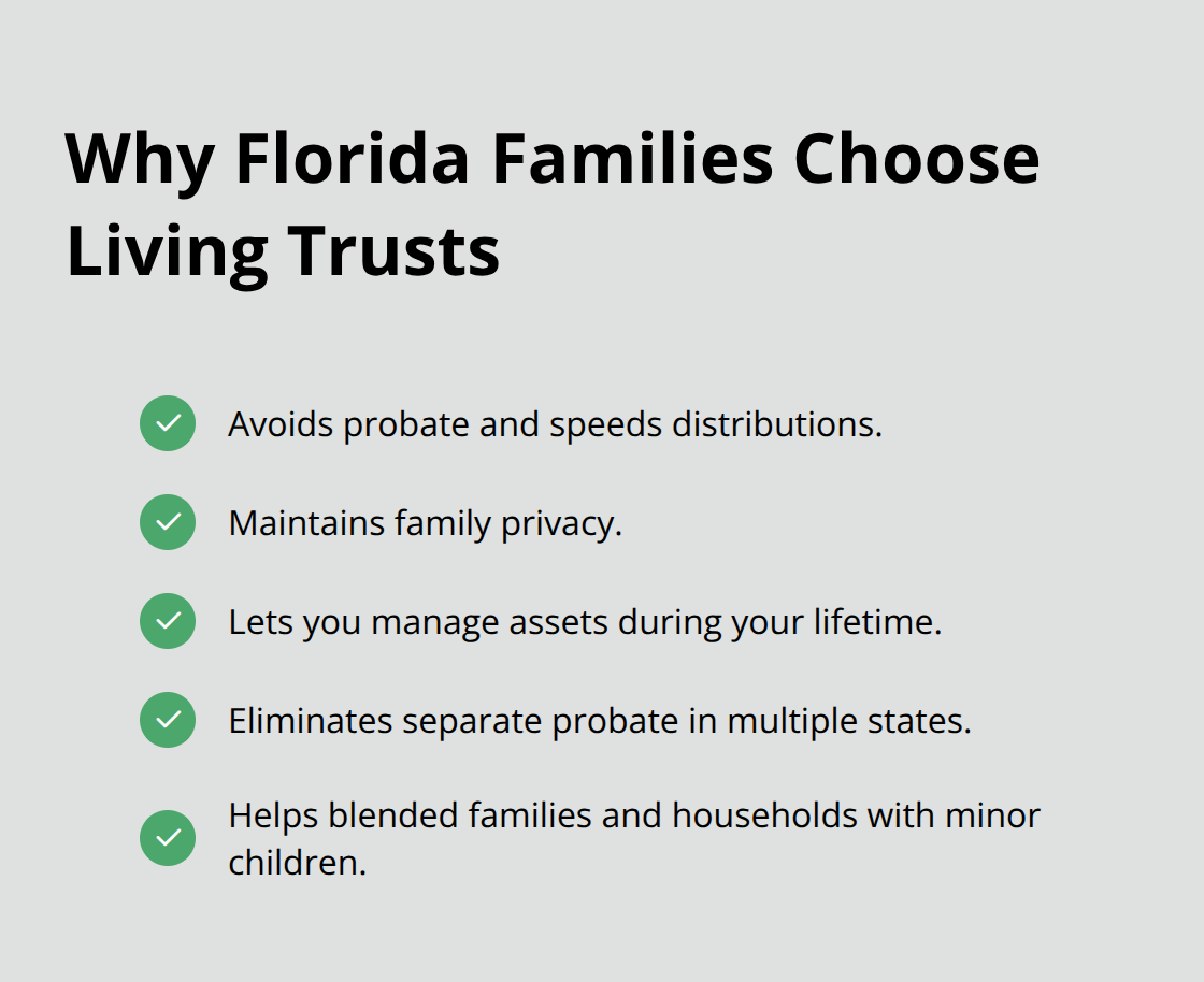 Checklist of key benefits of revocable living trusts in Florida