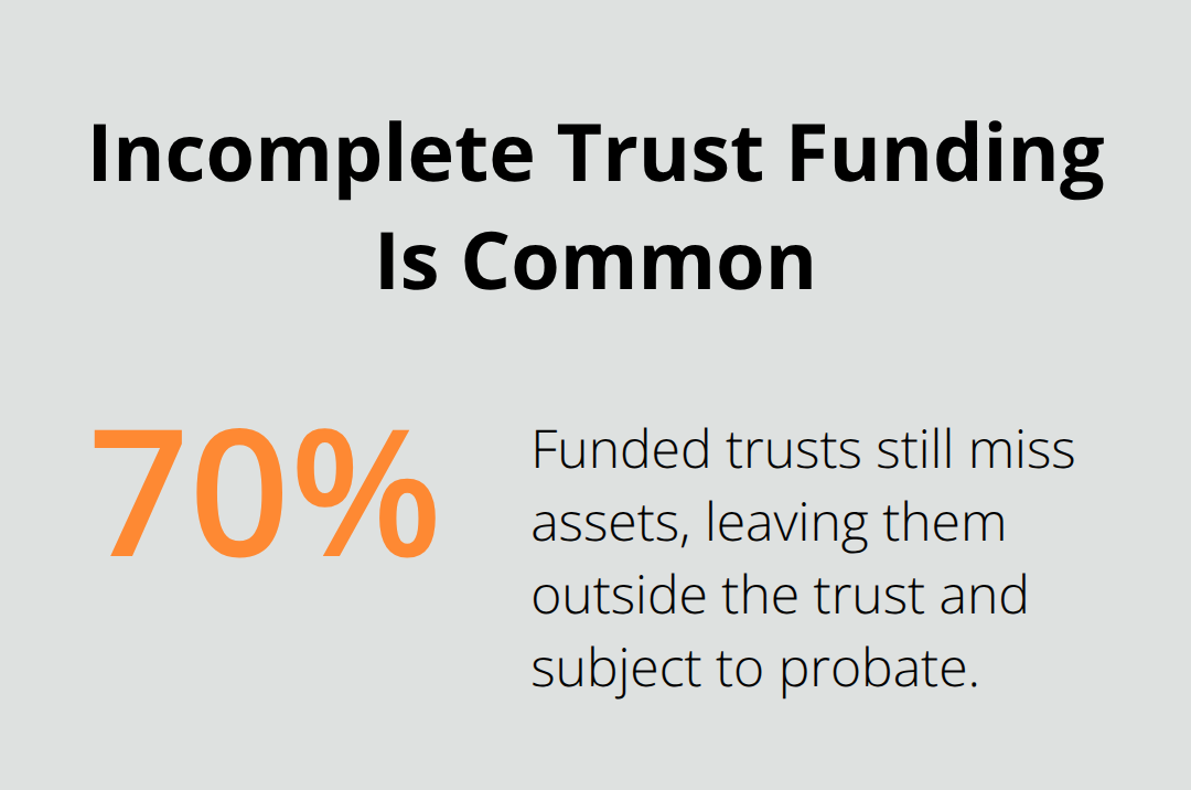 Share of funded trusts that still have assets left outside the trust, risking probate. - Trust creation steps